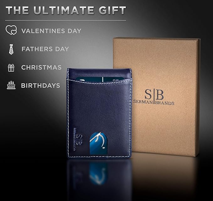 Serman Brands RFID Blocking Slim Bifold Genuine Leather | CMAN